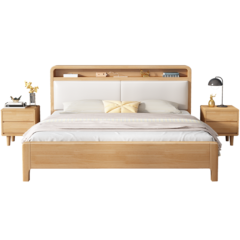 实木床现代简约双人主卧大床1.8米卧室储物箱体床1.5米单人床