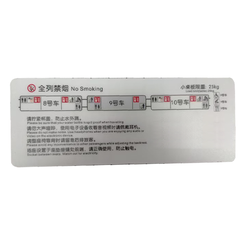 市唯罗纳7号车禁烟标识10*26cm块