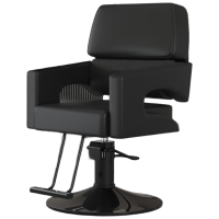 戴劲理发椅美发凳子发廊专用升降可放倒剪发椅 简约黑色上座-银色圆盘