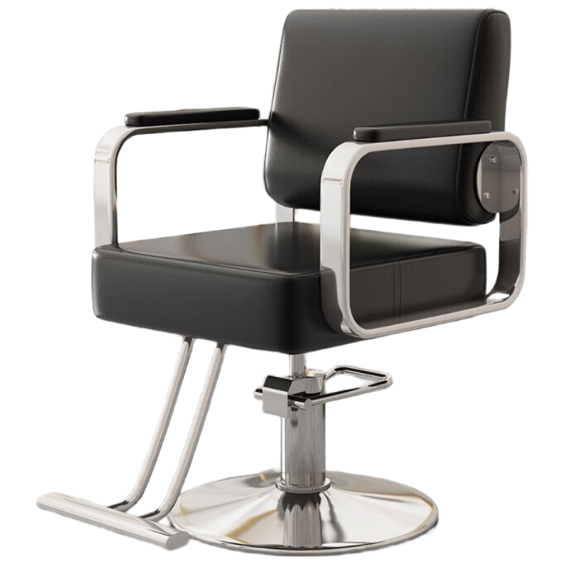 晋舰理发椅发廊专用美发椅圆盘剪发椅升降旋转烫染座椅凳子 黑皮质