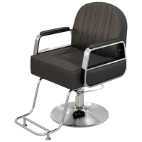 晋舰理发椅美发凳子发廊专用升降旋转可放倒剪发椅黑色电镀银圆盘
