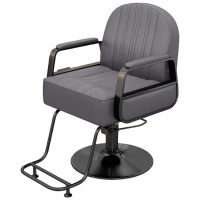 戴劲理发椅美发凳子发廊专用升降旋转可放倒剪发椅深灰电镀黑圆盘