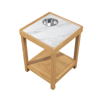 GS 实木岩板茶几边几水杯架子 400*420*550mm