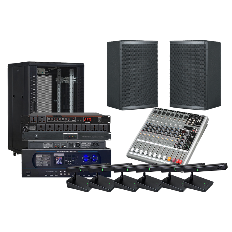 润普Runpu 会议音频扩声系统 专业有线电容话筒音箱功放调音台反馈时序机柜线材会议套装RP-YXKSD830