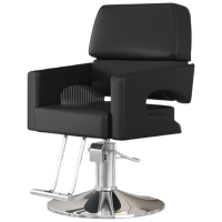 晋舰理发椅美发凳子发廊专用升降可放倒剪发椅 简约黑色上座-银色圆盘