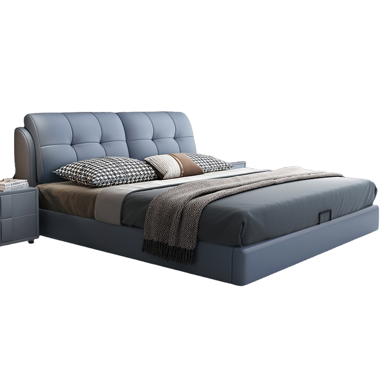 皮床双人床主卧室现代简约高端大气轻奢1.5米1.8米双人实木软包