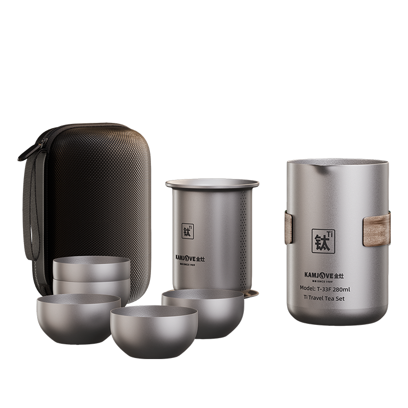 金灶T-33F纯钛旅行茶具便携式泡茶器随身旅行茶杯快客杯户外套装