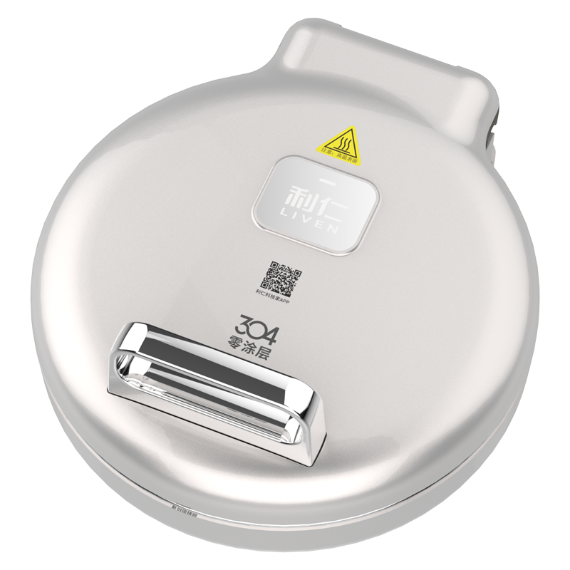 利仁小钢人电饼铛0涂层不锈钢盘38mm加深家庭用1800W双面加热电饼档烙饼锅煎饼锅三明治早餐机LR-B3097