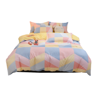 优福安达植物羊绒磨毛四件套 床单款 CP2024003 彩色调格 套