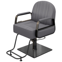 晋舰理发椅美发凳子发廊专用升降旋转可放倒剪发椅深灰色不锈钢黑方盘