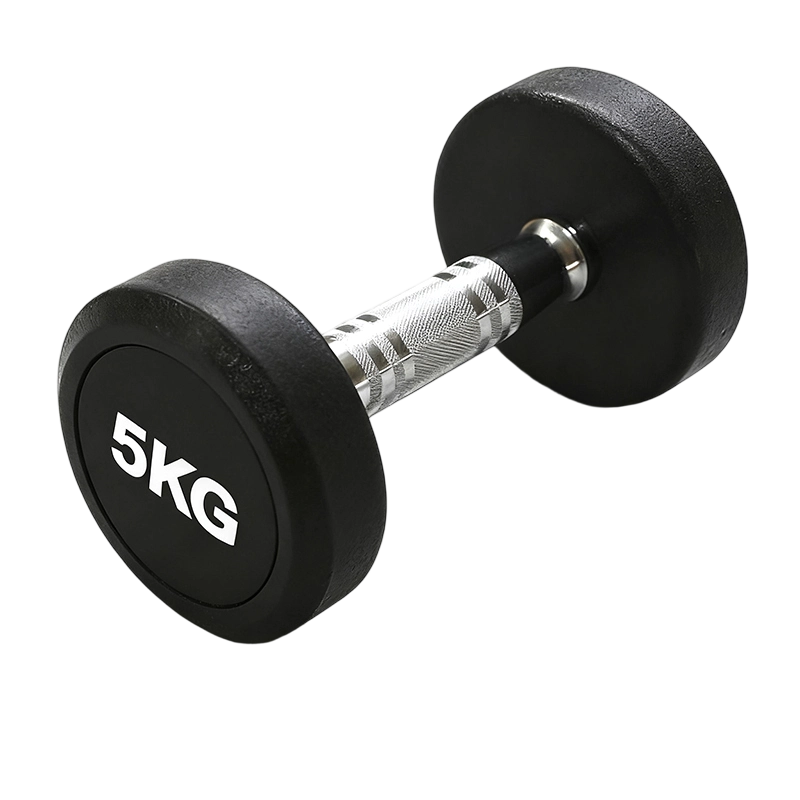 革康 GK-JSQC8080 圆头包胶哑铃白字男士健身锻炼家用举重器材商用铸铁包胶哑铃5KG*2