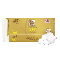清风原木金装无芯卷纸4层75克10卷实惠装卷筒纸卫生纸*3提