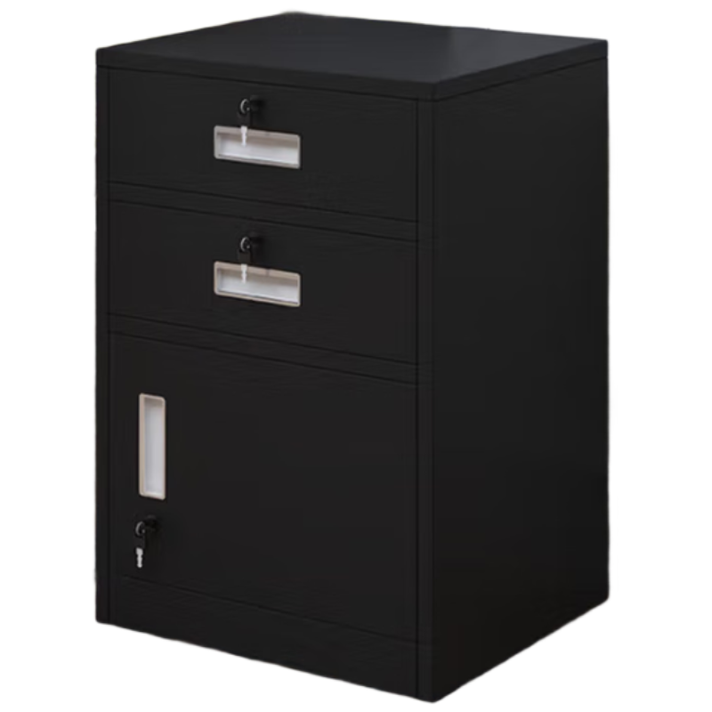 晋舰铁皮文件柜矮柜办公柜家用储物柜档案柜资料柜桌下抽屉柜黑色二斗