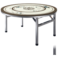 锦北不锈钢内置转盘圆桌折叠桌带转盘1.78米内置1.2转盘全彩鸟语花香