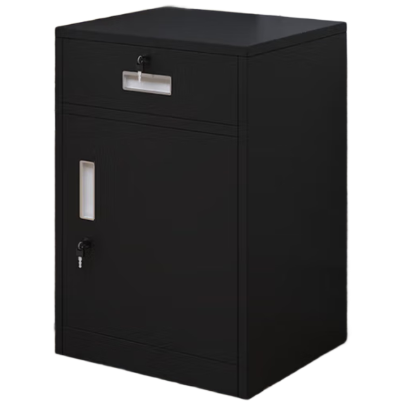 晋舰铁皮文件柜矮柜办公柜家用储物柜档案柜资料柜桌下抽屉柜黑色一斗