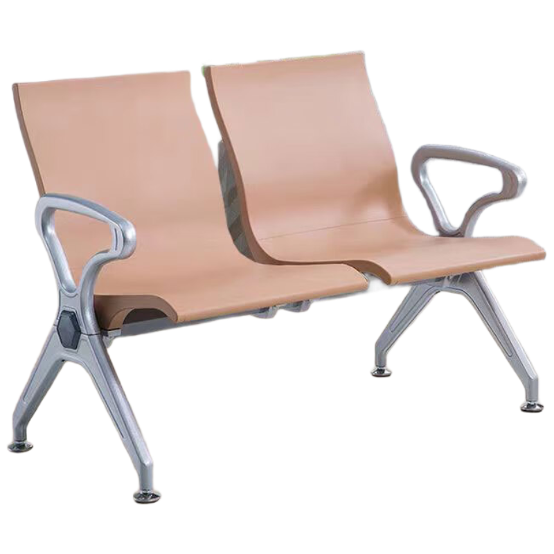 晋舰多人机场椅PU候诊椅聚氨酯连排休息椅自结皮等候椅双人位卡其色
