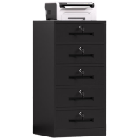 戴劲铁皮文件柜矮柜办公柜家用储物柜档案柜资料柜桌下抽屉柜黑色五斗