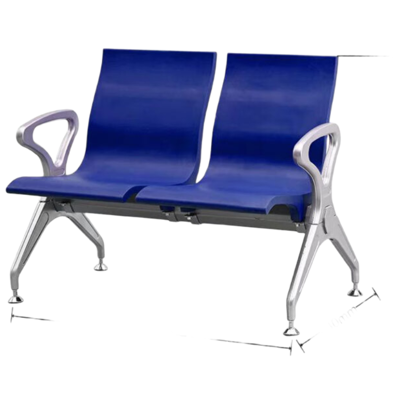 晋舰多人机场椅PU候诊椅聚氨酯连排休息椅自结皮医院等候椅双人位蓝色