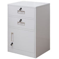 锦北铁皮文件柜矮柜办公柜家用储物柜档案柜资料柜桌下抽屉柜白色二斗