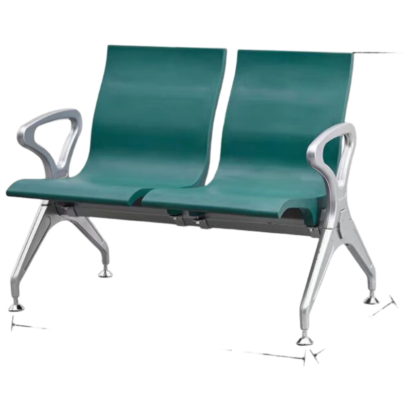 晋舰多人机场椅PU候诊椅聚氨酯连排休息椅自结皮医院等候椅双人位绿色