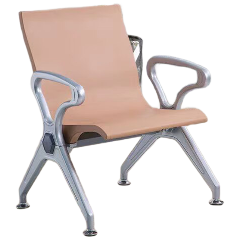 锦北多人机场椅PU候诊椅聚氨酯连排休息椅自结皮等候椅单人位卡其色