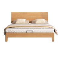 胡桃木床 全实木床 双人床 现代简约单人床出租房床架主卧大床家用1米8双人床