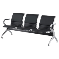 晋舰机场椅候诊椅输液椅公共座椅医院坐凳全垫休息椅等候椅三人位黑色