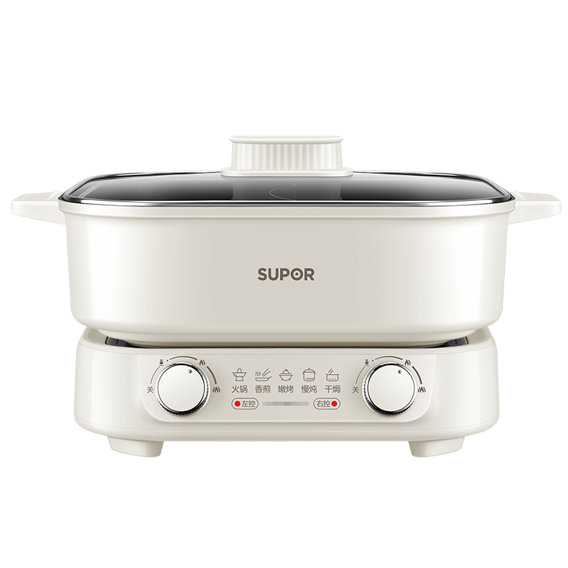 苏泊尔(SUPOR)鸳鸯电火锅家用多功能电煮锅火锅分体电热锅6L涮肉多用途锅 H60FK685Y
