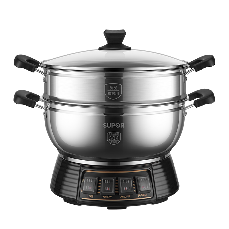 苏泊尔(SUPOR)不锈钢电蒸锅家用多功能电煮锅蒸包子蒸鱼电热锅炖蒸煮一体锅电火锅 15L多用途锅 ZN32YK12