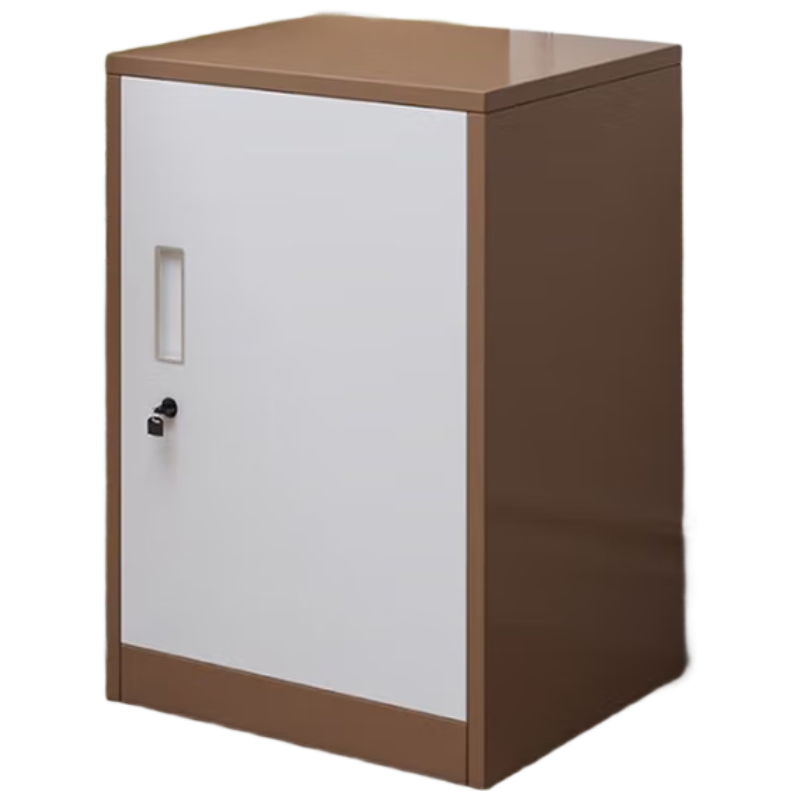 锦北铁皮文件柜矮柜办公柜家用储物柜档案柜资料柜桌下抽屉柜咖白单门