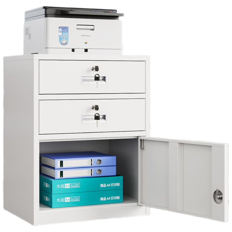 戴劲钢制文件柜储物柜矮柜档案收纳办公资料柜70高45宽二抽一门钥匙款