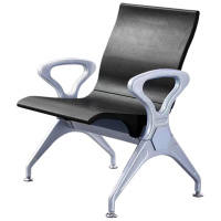 锦北多人机场椅PU候诊椅聚氨酯连排休息椅自结皮医院等候椅单人位黑色