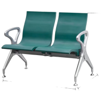 戴劲多人机场椅PU候诊椅聚氨酯连排休息椅自结皮医院等候椅双人位绿色