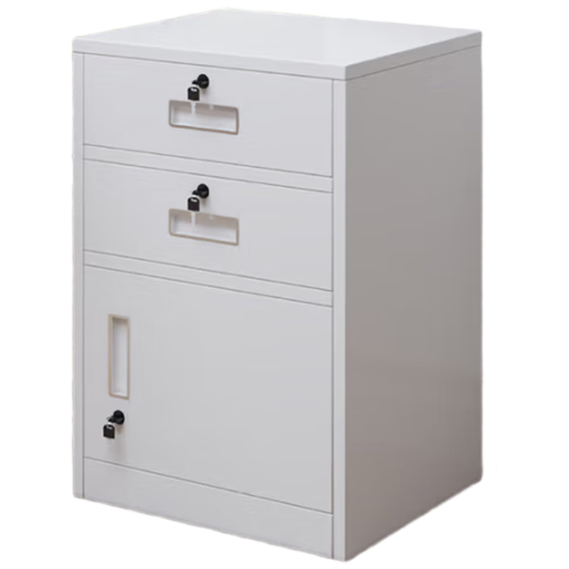 戴劲铁皮文件柜矮柜办公柜家用储物柜档案柜资料柜桌下抽屉柜白色二斗