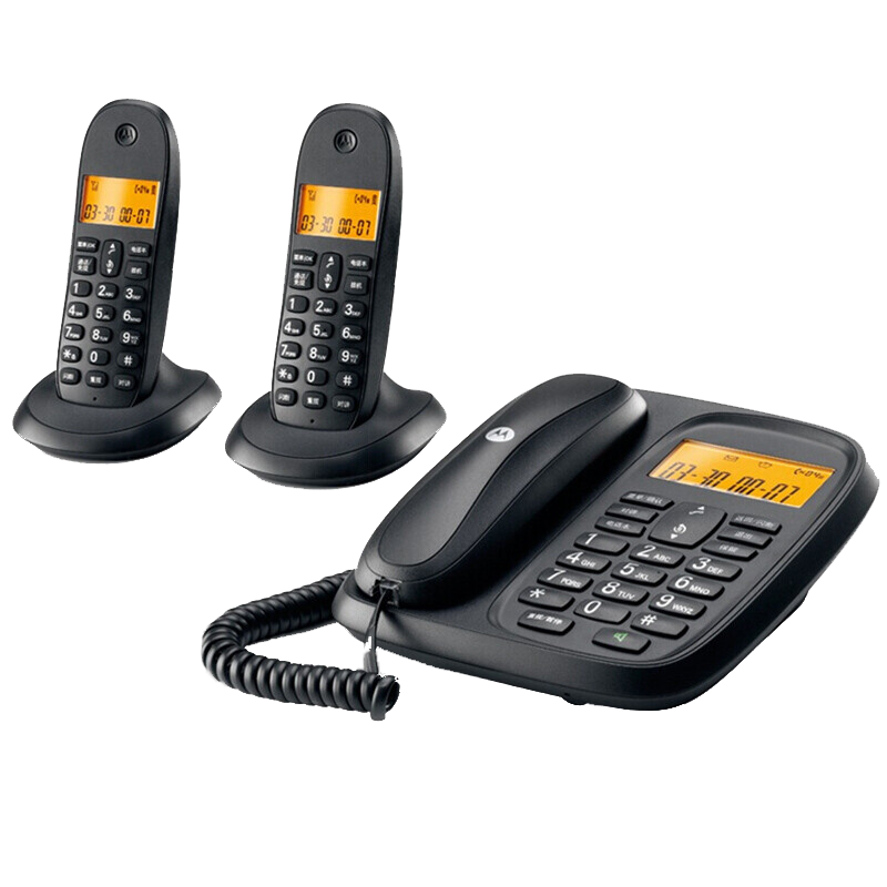 摩托罗拉CL102C数字无绳电话机 办公家用无线座机 一拖二子母机 大屏幕 黑色 单位/套