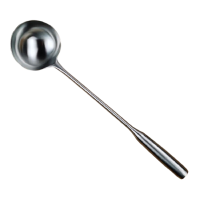 不锈钢分菜勺厨师炒菜勺子专用漏勺长柄食堂打菜勺加长家用汤勺 高档钢柄炒勺8两 总长52.5cm
