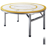 晋舰不锈钢内置转盘圆桌折叠圆桌带转盘1.6米内置1.1转盘全彩仿白理石