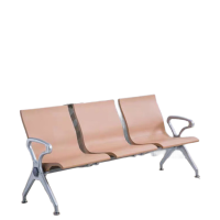 晋舰多人机场椅PU候诊椅聚氨酯连排休息椅自结皮等候椅三人位卡其色