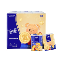 [得宝×黄油小熊联名]Tempo得宝无香联名印花迷你手帕纸7片12包纸巾 新年贺喜4层加厚小包外出便携手帕纸餐巾纸