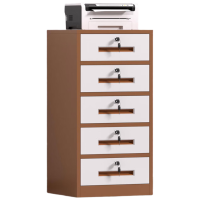 戴劲铁皮文件柜矮柜办公柜家用储物柜档案柜资料柜桌下抽屉柜咖白五斗