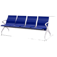 晋舰多人机场椅PU候诊椅聚氨酯连排休息椅自结皮医院等候椅四人位蓝色