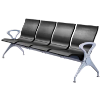晋舰多人机场椅PU候诊椅聚氨酯连排休息椅自结皮医院等候椅四人位黑色