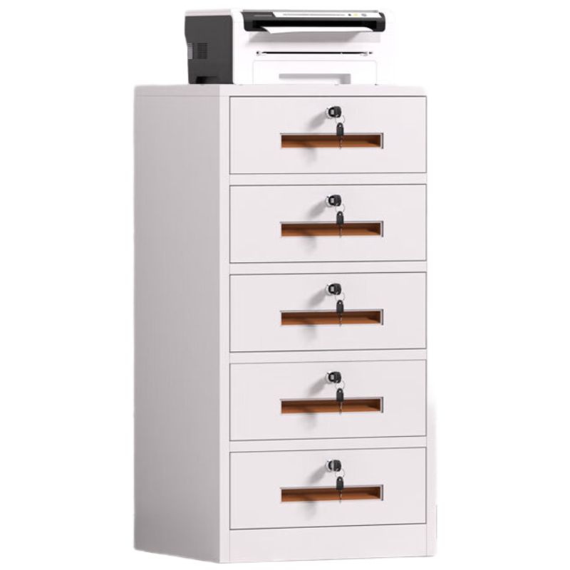 锦北铁皮文件柜矮柜办公柜家用储物柜档案柜资料柜桌下抽屉柜白色五斗