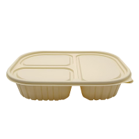 DERUIMAN一次性可降解三格餐盒带盖分格外卖打包盒