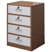 晋舰铁皮文件柜矮柜办公柜家用储物柜档案柜资料柜桌下抽屉柜咖白四斗