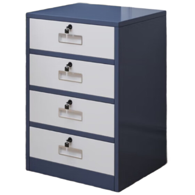 戴劲铁皮文件柜矮柜办公柜家用储物柜档案柜资料柜桌下抽屉柜灰白四斗