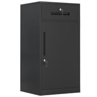 锦北铁皮文件柜矮柜资料办公柜带锁抽屉柜桌下收纳小柜子85高一抽黑色