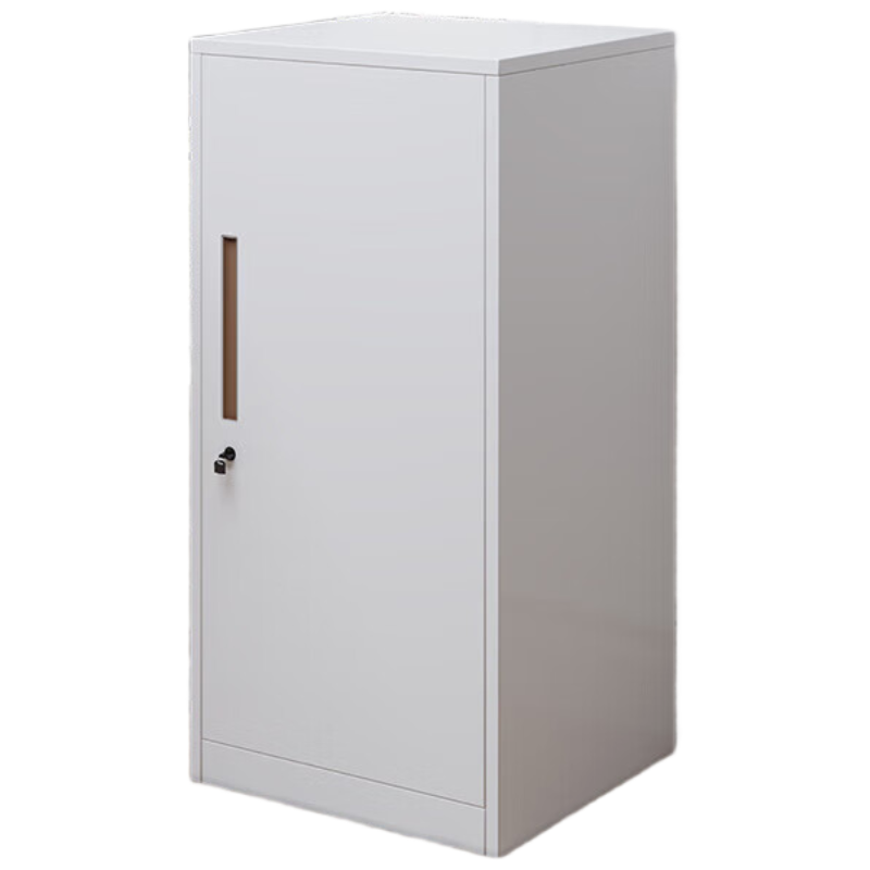 锦北铁皮文件柜矮柜资料办公柜带锁抽屉柜收纳柜85高单门柜(白色)