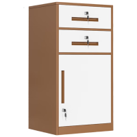 锦北铁皮文件柜矮柜资料办公柜带锁抽屉柜桌下收纳小柜子85高二抽咖白