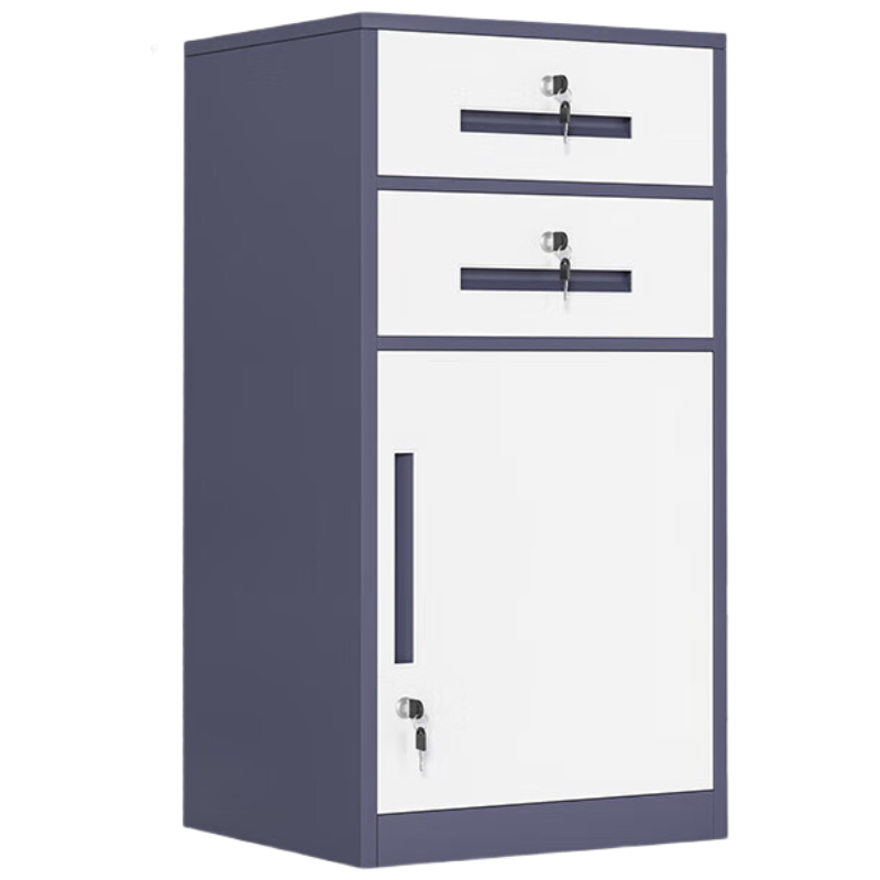 晋舰铁皮文件柜矮柜资料办公柜带锁抽屉柜桌下收纳小柜子85高二抽灰白